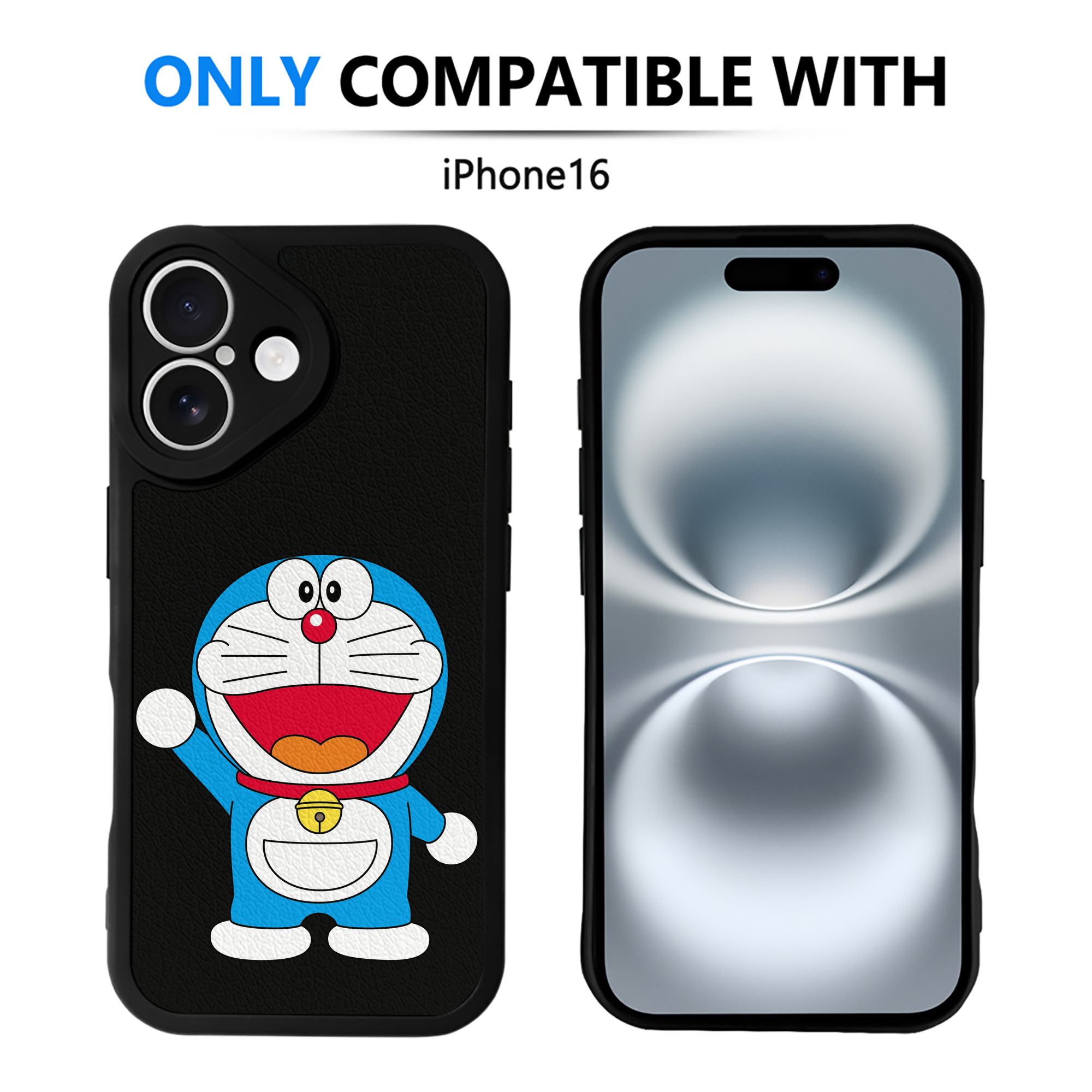 （画像用） ドラえもん Doraemon 【iPhone 16シリーズ対応】シリコンスマホケース（レザー調） 材質：シリコン
